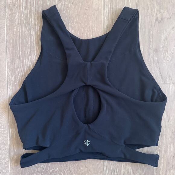 Athleta Black Conscious Cut Out Crop Top withh Built in Bra Size Medium - Picture 10 of 15
